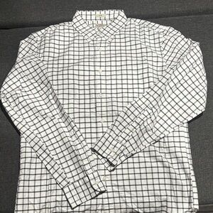 J. Crew White and Black Grid Pattern Shirt